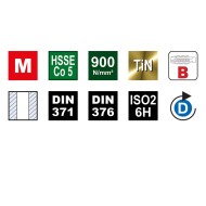 Tarozi de masina, universali, HSS-E Co5 TiN, filet metric, forma B, DIN 371-376, VOLKEL