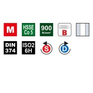 Tarod de masina universal, HSSE Co5, forma B, filet normal, metric fin, DIN 374, VOLKEL