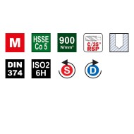 Tarod de masina universal, HSSE Co5, forma C - 35 grade RSP, metric fin, DIN 374, VOLKEL