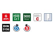 Tarod de masina universal, HSSE Co5, forma C, filetare dreapta/stanga, GSP, DIN 5156, VOLKEL