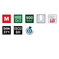 Tarod de masina extra-lung (universali), HSS-E, filet metric, DIN 371, forma C/35° RSP, Volkel