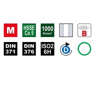 Tarod de masina universal, HSSE Co5, forma B, banda verde, DIN 371 / 376, VOLKEL