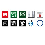 Set TwinBox, tarod HSS-E, forma B, banda albastra + burghiu, DIN 371-376, VOLKEL