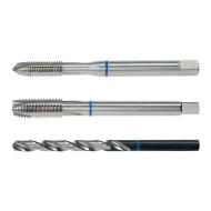 Set TwinBox, tarod HSS-E, forma B, banda albastra + burghiu, DIN 371-376, VOLKEL