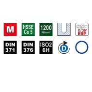 Set TwinBox, tarod HSS-E, C 39 RSP, banda albastra + burghiu, DIN 371-376, VOLKEL