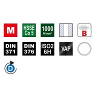 Tarozi de masina, universali, HSS-E VAP, forma B, banda alba, filet metric, DIN 371-376, VOLKEL