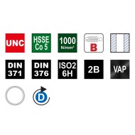 Tarozi universali HSS-E VAP, forma B, banda alba, filet UNC, pentru gauri strapunse, ≈ DIN 371-376, Volkel