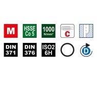 Tarozi de masina, universali, HSS-E, banda neagra, filet metric, pentru gauri strapunse si infundate, DIN 371-376, VOLKEL