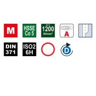 Tarozi de masina, universali, HSS-E, banda rosie, filet metric, forma A, pentru gauri strapunse si infundate, DIN 371, Volkel