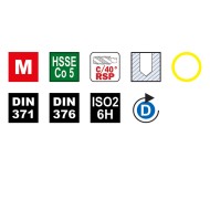 Set de tarozi, HSS-E, banda galbena, filet metric - forma C/40° RSP, Volkel