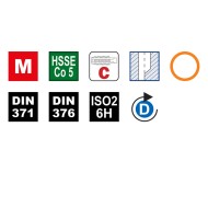 Set 7 tarozi HSS-E, banda portocalie, pentru gauri strapunse si infundate, filet metric - forma C, Volkel