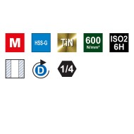 Capete combinate burghiu-tarod bit, filet metric, HSS-G TiN, pentru gauri straunse, ISO DIN 13, VOLKEL