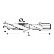 Capete combinate burghiu-tarod bit, filet metric, HSS-G TiN, pentru gauri straunse, ISO DIN 13, VOLKEL