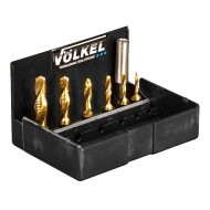 Set de capete combinate burghiu-tarod, HSS-G TiN, filet metric, pentru gauri strapunse, set 6 + 1 piese, Volkel