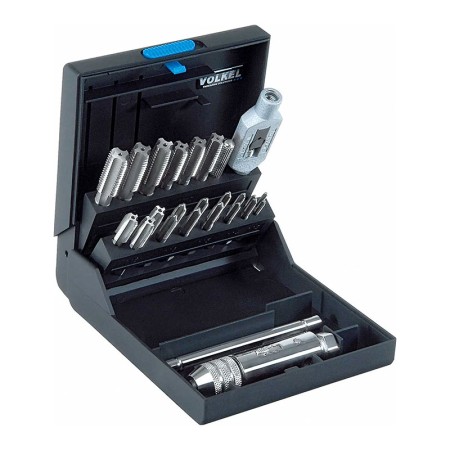 Trusa pentru filetare cu tarozi de mana, HSS-G, set 23 piese, filet metric, pentru gauri strapunse si infundate, Volkel