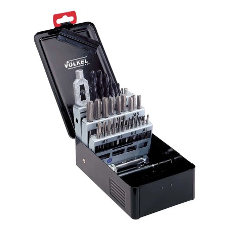 Trusa pentru filetare cu tarozi de mana HSS-G, set 29 piese, pentru gaurire strapunsa si infundata, Volkel