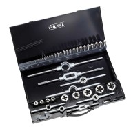 Trusa filetare cu tarozi de mana si filiere, filet metric, HSSE - Co5, 52 piese, pentru gauri strapunse si infundate, Volkel