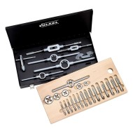 Trusa filetare cu tarozi de mana si filiere, HSS-G, 47 piese, filet metric fin dreapta, gaurire strapunsa si infundata, Volkel