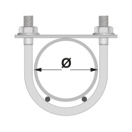 Brida de gard din otel rotund, pentru fixarea panourilor de gard pe stalpi rotunzi, RAL 7016 (gri antracit), Rocast