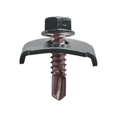 Cleme pentru fixarea panourilor pe stâlpi rotunzi, RAL 7016 (gri antracit) clema 25 x 20 mm, surub M6 6.3 x 25 mm, CGR Rocast