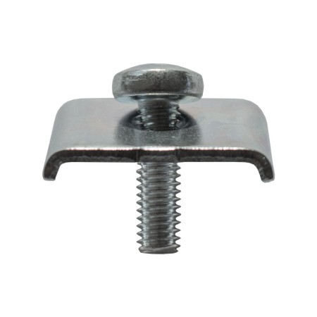 Cleme pentru fixarea panourilor de gard bordurate, zincate/RAL 6005 (verde muschi), clema 25 x 20 mm, surub M6 x 20 mm, Rocast