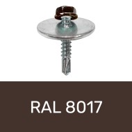 Set de prindere policarbonat pe structura metalica, zincat/RAL 8017, surub 4.8 x 25 mm, saiba Ø5.3 x 25 x 1.5 mm, Rocast