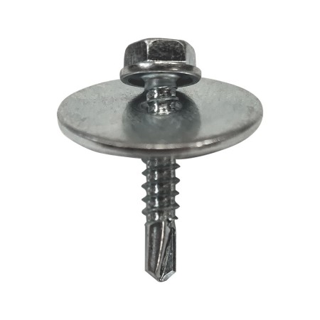 Set de prindere policarbonat pe structura metalica, zincat/RAL 8017, surub 4.8 x 25 mm, saiba Ø5.3 x 25 x 1.5 mm, Rocast