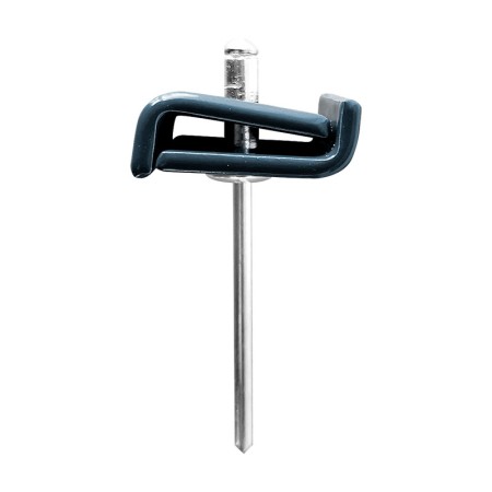 Set de inadire pentru panouri de gard bordurate, 2 cleme 20 x 20 x 2.5 mm, pop nit Ø4 x 12, RAL 7016, Rocast (100 buc/cutie)