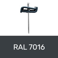 Set de inadire pentru panouri de gard bordurate, 2 cleme 20 x 20 x 2.5 mm, pop nit Ø4 x 12, RAL 7016, Rocast (100 buc/cutie)