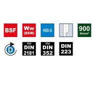 Trusa filetare cu tarozi de mana si filiere, HSS-G, filet BSF / Ww (BSW), 56 piese, gaurire strapunsa si infundata, Volkel