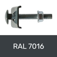 Șurub de gard pentru fixarea panourilor bordurate de gard pe stâlpi rectangulari, RAL 7016, clema 25 x 20 mm, Rocast