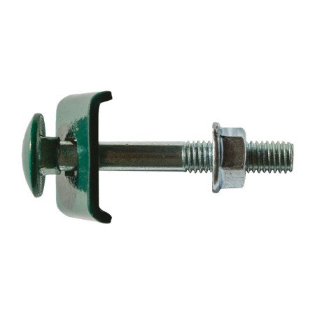 Șurub de gard pentru fixarea panourilor bordurate de gard pe stâlpi rectangulari, RAL 6005, clema 25 x 20 mm, Rocast