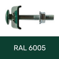 Șurub de gard pentru fixarea panourilor bordurate de gard pe stâlpi rectangulari, RAL 6005, clema 25 x 20 mm, Rocast