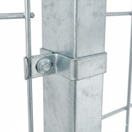 Brida zincata electrostatic / RAL 6005 (verde muschi) de fixare traseu pentru stalpi rectangulari de 60 x 40 mm, Rocast