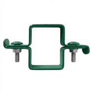 Brida zincata electrostatic / RAL 6005 (verde muschi) de fixare traseu pentru stalpi rectangulari de 60 x 40 mm, Rocast