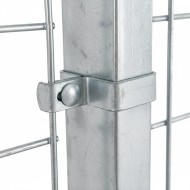 Brida zincata/RAL 6005 de fixare de capat pentru panouri de gard bordurate, pentru stalpi rectangulari de 60 x 40 mm, Rocast