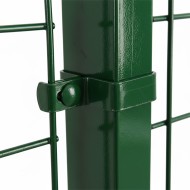 Brida zincata/RAL 6005 de fixare de capat pentru panouri de gard bordurate, pentru stalpi rectangulari de 60 x 40 mm, Rocast