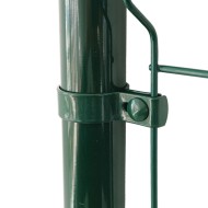 Brida zincata / RAL 6005 (verde muschi) fixare capat pentru stalpi rotunzi de Ø 48.3 mm / Ø 1 1/2 inch, banda 20 x 2 mm, Rocast