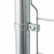 Brida zincata / RAL 6005 (verde muschi) fixare capat pentru stalpi rotunzi de Ø 48.3 mm / Ø 1 1/2 inch, banda 20 x 2 mm, Rocast