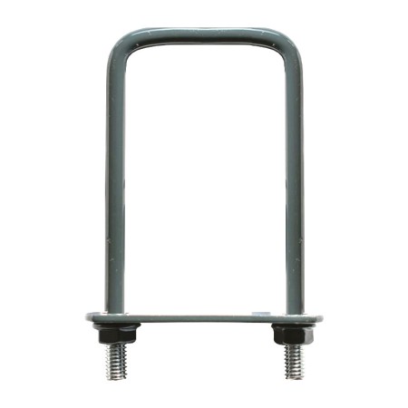 Brida de gard din otel rotund, RAL 7016 (gri antracit), pentru fixarea panourilor de gard pe stalpi rectangulari, Rocast