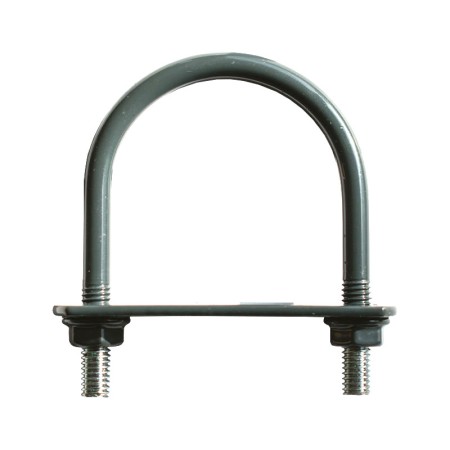 Brida de gard din otel rotund, pentru fixarea panourilor de gard pe stalpi rotunzi, RAL 7016 (gri antracit), Rocast