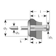 Pop-nit multigrip cap lat, Aluminiu - Otel, Bralo