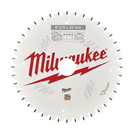 Disc pentru debitare in lemn, Ø ext. 235 mm, Ø int. 30 mm, grosime  2.4 mm, 60 dinti, Milwaukee