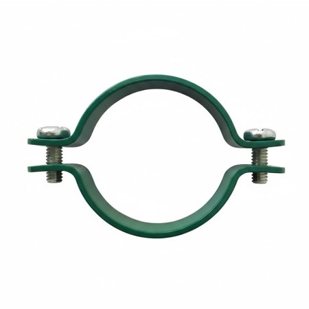 Brida banda 20 x 2 mm, Ø stalp 42.4 mm, Ø stalp in inch 1 1/4 inch, finisaj verde, RAL 6005, 10 buc/cutie, Rocast