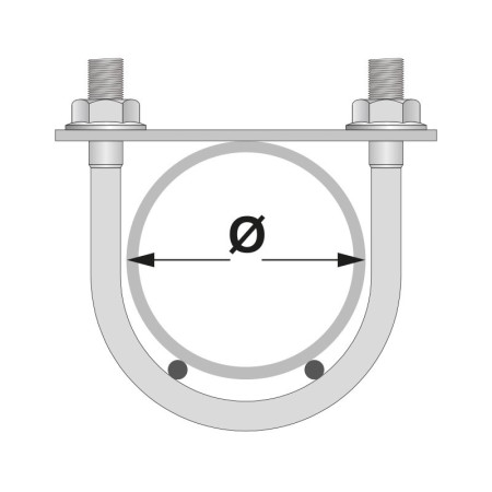 Brida din otel rotund, Ø stalp 48.3 mm (1 1/4 inch), finisaj antracit, RAL 7016, 25 buc/cutie, Rocast