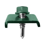 Clema 25 x 20 mm cu surub autoforant M6 6.3 x 25 mm, finisaj verde, RAL 6005, 20 buc/cutie, Rocast