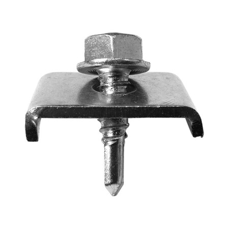 Clema 25 x 20 mm cu surub autoforant M6 6.3 x 25 mm, finisaj zincat, 20 buc/cutie, Rocast