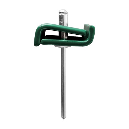 Set inadire panouri de gard, 2 cleme de 20 x 20 x 2.5 mm, pop-nit Ø 4 x 12 mm, finisaj verde, RAL 6005, 100 buc/cutie, Rocast