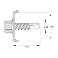 Clema 25 x 20 mm cu surub M6 6.3 x 25 mm, pentru panouri gard, finisaj antracit, RAL 7016, 100 buc/cutie, Rocast
