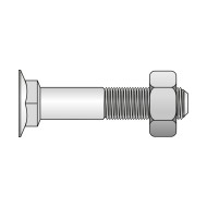 Surub torbant, M10 x 50, cu cap plat si piulita, otel, DIN 605, 100 buc./cutie
